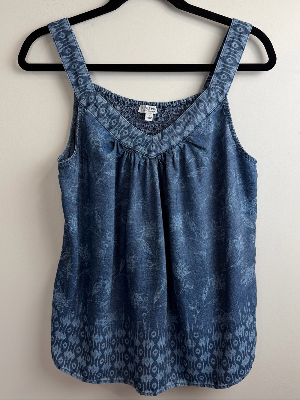 Liverpool Women's Slvless V Neck Easy Fit Tank with Smocking Size S